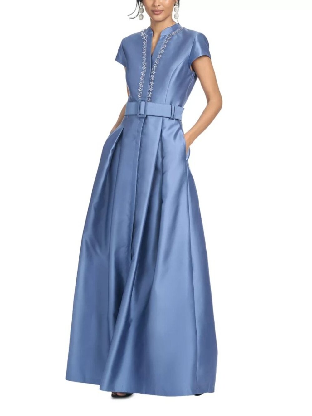 Sachin & Babi Twilight Blue Embellished Marta Gown Less Belt